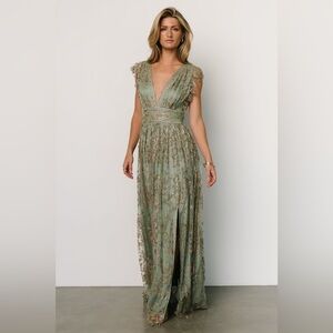 Baltic Born - Arlene Shimmer Gown Sage + Gold - Size L